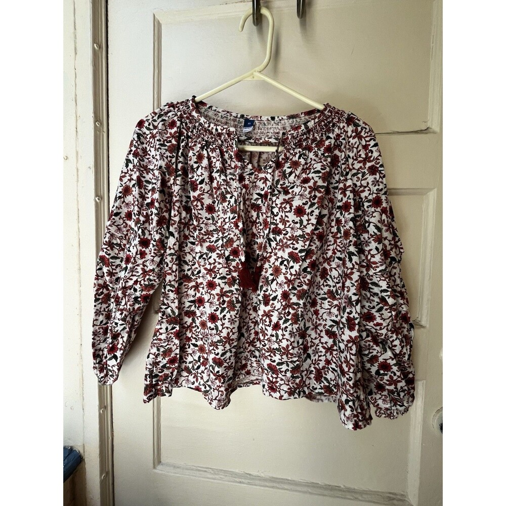 Old Navy Floral Top XS Cottage Core Boho Dainty Prairie Tassel Ditsy Oversized
